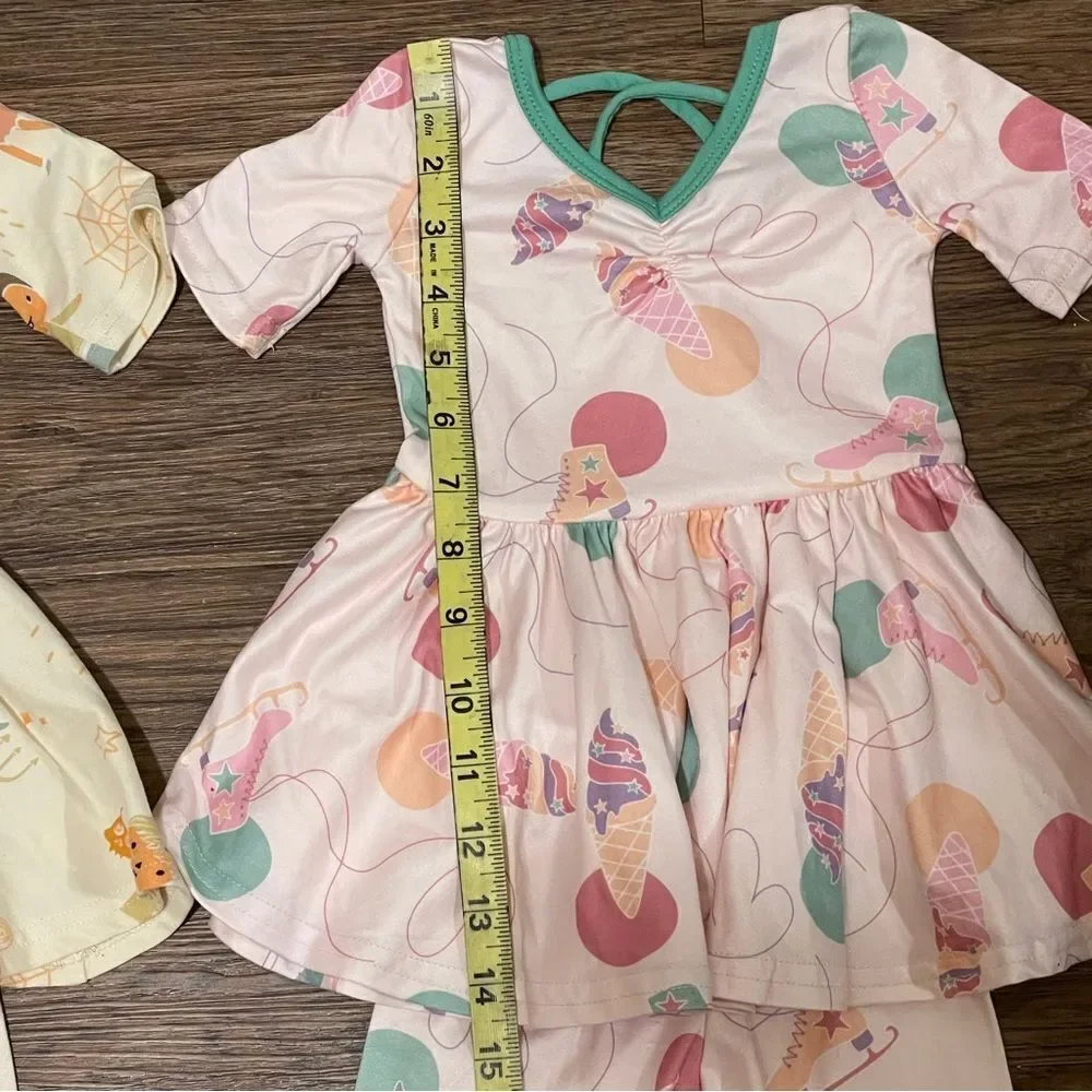 Dot Dot Smile 2 Holiday Ballerina Dresses and Matching Leggings Pink Yellow 6-12
